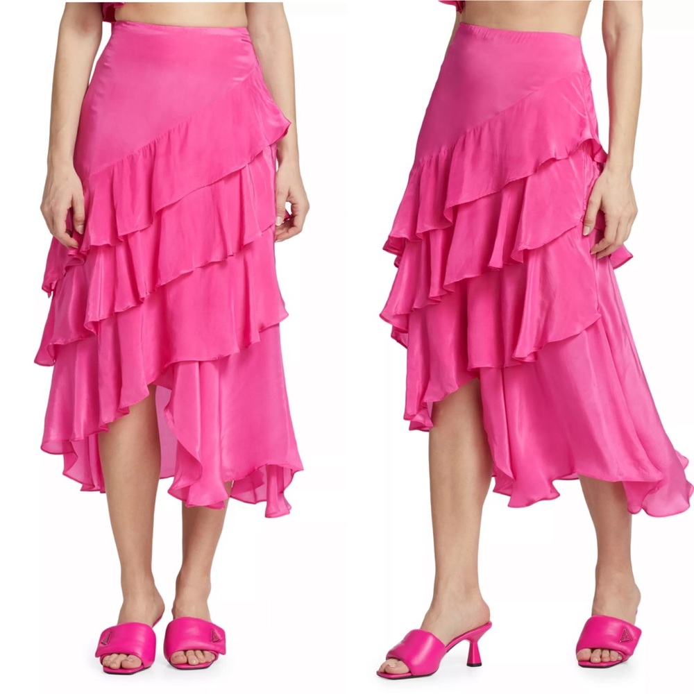 FARM RIO Marocaine Asymmetric Ruffle Maxi Skirt